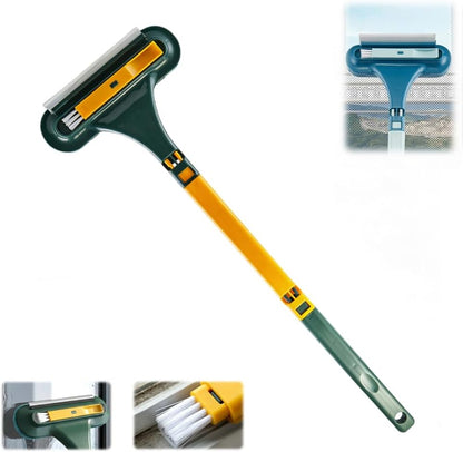 Window Screen Cleaning Brush, 2026 New 2 in 1 Window Screen Cleaner Tool with Squeegee, Mesh Screen Cleaner, Multi-Purpose Cleaning Brush for Patio Door Porch Screens (Blue)