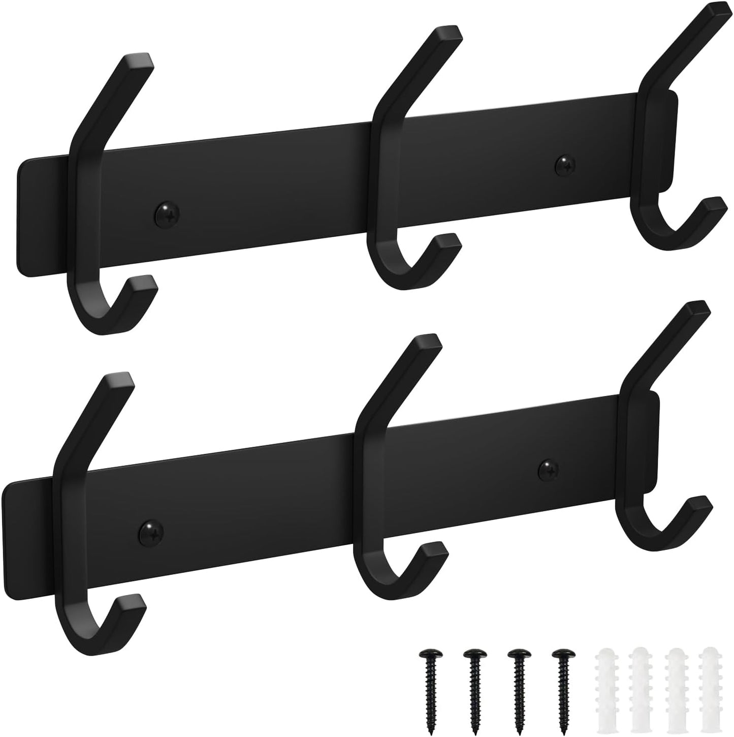 VAEHOLD Black Hat and Coat Wall Mount Rack - 3 Hooks for Robes, Bags, Keys, and Towels - Bathroom Towel Hanger Organizer (1 Pack)
