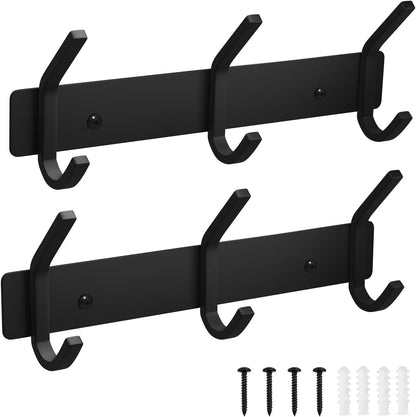 VAEHOLD Black Hat and Coat Wall Mount Rack - 3 Hooks for Robes, Bags, Keys, and Towels - Bathroom Towel Hanger Organizer (1 Pack)