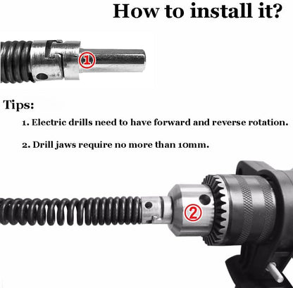 Amonk Drain Auger Cable 3.28Ft Clog Remover with Drill Connector 10mm Flexible Plumbing Snake Pipe Drain Cleaner for Kitchen, Bathroom and Shower Sink