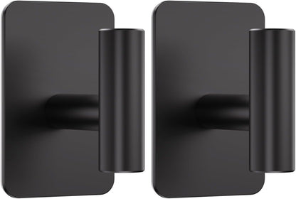 Heavy Duty Adhesive Hooks - 26lb Max, Sticky Wall Hooks Waterproof Stainless Steel for Hanging Towel, Coat, Robe, Towel Hooks Stick on Bathroom, Kitchen, Shower, Door (Black, 4 Pack)