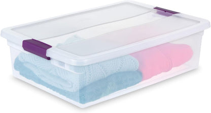 Sterilite 8-Pack 60 Quart ClearView Latch Box, Wheeled Underbed Organizer Bins with Latching Lids - Clear Plastic Organization Containers for Closet, Bedroom, Shelving Units and Everyday Home Storage