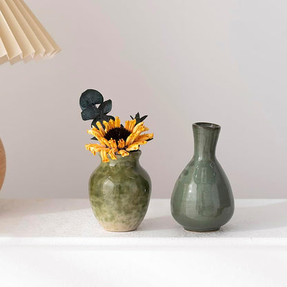 Set of 5 Ceramic Bud Vase - Home Decor Dried Flower Arrangement Small Vase, Gradient Glaze Design, Home, Living Room, Dining Table, Farmhouse, Office Decor, Bedroom, Housewarming Gift Set.