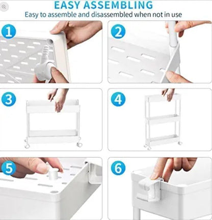 SPACEKEEPER Rolling Storage Cart 3 Tier, Bathroom Cart Organizer Laundry Room Organizer Utility Cart Mobile Shelving Unit Multi-Functional Shelves for Office, Kitchen, Bathroom, White
