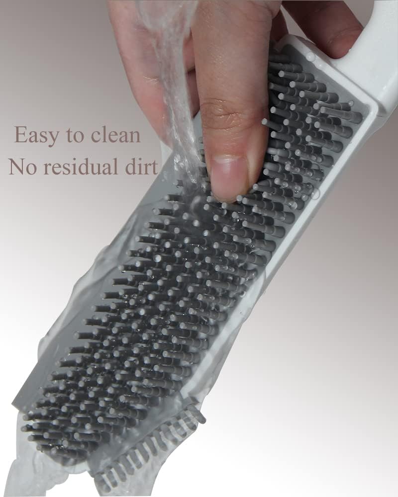Multifunctional Cleaning Brush 2 Pcs Silicone Cleaning Brush Small Crevice Brush Scraper Brush Cleaner Kitchen Sink Squeegee Bathroom Countertop Floor Window Mirror Bathtub (White)