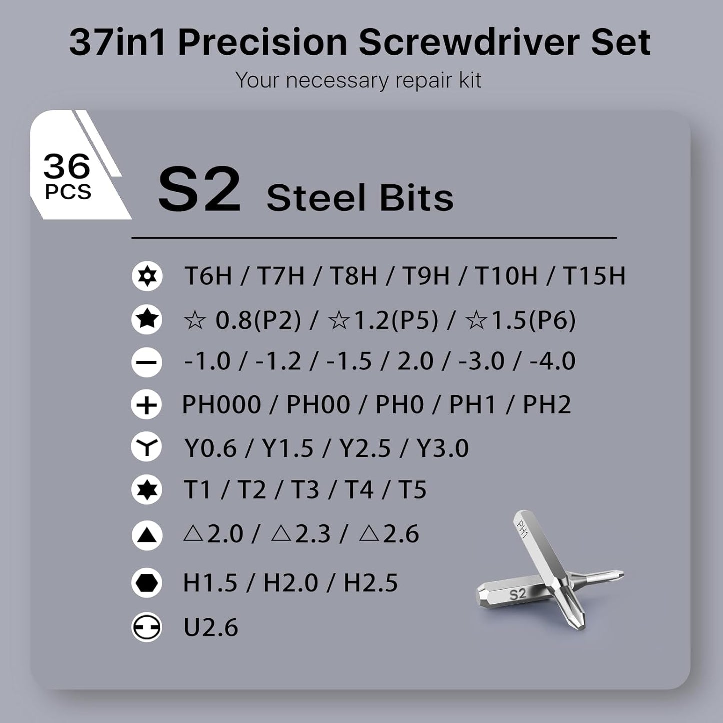 AXTH 25-in-1 Small Precision Screwdriver Set, Professional Magnetic Mini Repair Tool Kit for Phone, Computer, Watch, Laptop, Macbook, Ring Doorbell, Eyeglass, Electronic, [Bearing Steel] Screw Driver