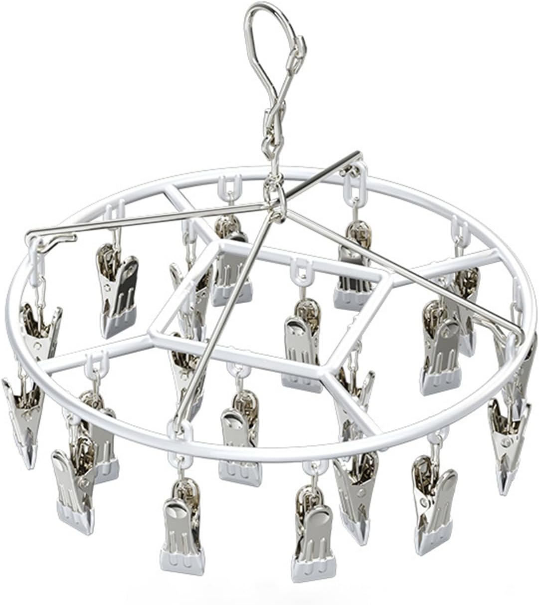 Stainless Steel Clothes Sock Drying Rack With 28 Clips, Swivel Hook Windproof Clothes Hanger Rack For Sock, Bras, Towel, Underwear, Hat, Scarf, Gloves, Pants Laundry Clothes Square28clamps pink