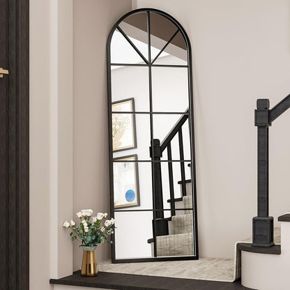 OGCAU Floor Full Length Mirror, 56"x20" Arched Full Body Mirror, Hanging or Leaning, Standing, Wall Mounted with Aluminum Frame for Bedroom Living Room, White