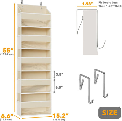 SpaceAid 1 Pack Over The Door Organizer with 5 Large Pockets and 10 Mesh Side Pockets, 5 Layers Door Organizer Hanging with Clear Window for Bedroom, Bathroom, Pantry and Nursery, Gray