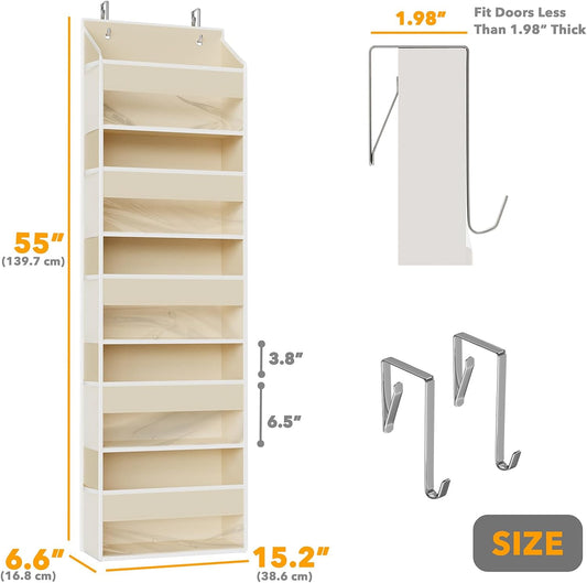 SpaceAid 1 Pack Over The Door Organizer with 5 Large Pockets and 10 Mesh Side Pockets, 5 Layers Door Organizer Hanging with Clear Window for Bedroom, Bathroom, Pantry and Nursery, Gray