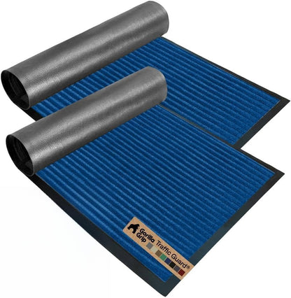 GORILLA GRIP Waterproof Traffic Guard Door Mat, Heavy Duty Entryway Mats, Strong Backing Commercial Utility Rugs for Office Hallway, Garage Floor and Home, Low Profile Carpet Runner, 29x17, Black