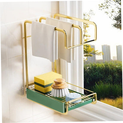 Wall Hanging Kitchen Drain Rack Practical Storage Stand for Duster Cloth Cleaning Sponge Lightweight Material with Water Tray for Easy Access and Drying Kitchen