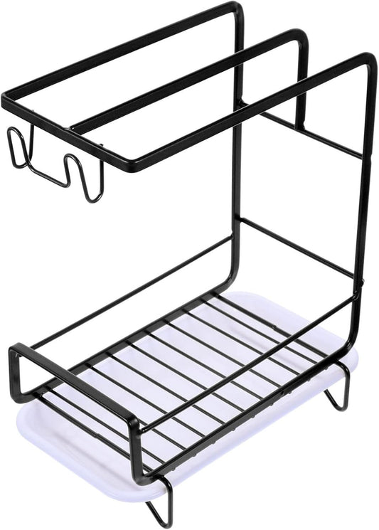Healeved Multi-Functional Sponge Holder Dishcloth Drying Rack for Kitchen Sink Wall-Mounted Organizer for Wiping Cloth and Cleaning Supplies Space-Saving Storage
