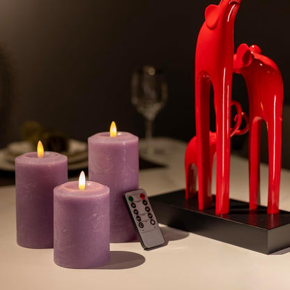 ANGELLOONG Flickering Flameless Candles, Realistic Battery Operated Candles with Remote and Timer, Set of 3 LED Candles for Room Fall Home Wedding Decor Centerpieces Table Party Valentines Decorations