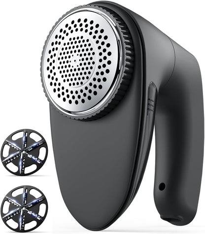 Bymore Fabric Shaver & Lint Shaver for Clothes and Furniture, Heavy Duty Sweater Shaver Lint Remover with Large 65mm Shaving Head, 6-Leaf Blades, Extra Replacement Blades for Couch, Sofa & Upholstery