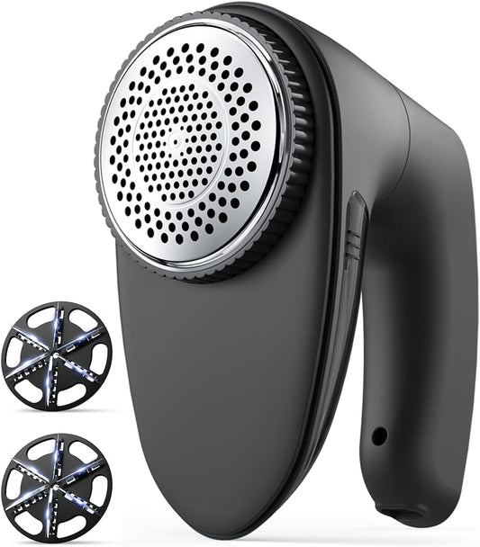 Bymore Fabric Shaver & Lint Shaver for Clothes and Furniture, Heavy Duty Sweater Shaver Lint Remover with Large 65mm Shaving Head, 6-Leaf Blades, Extra Replacement Blades for Couch, Sofa & Upholstery