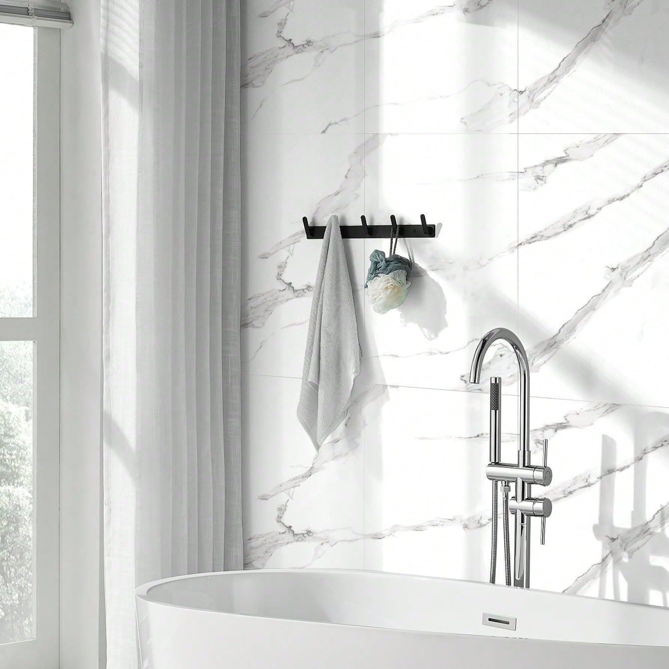 Chejiaye 10pcs Marble Peel and Stick Backsplash Waterproof Washroom Wall Panels, Peel and Stick Tile, PVC Foam Wall Panels for Kitchen,Bathroom,Living Room,Blue and Gold(Not Real Tile,11.8" x 11.8")