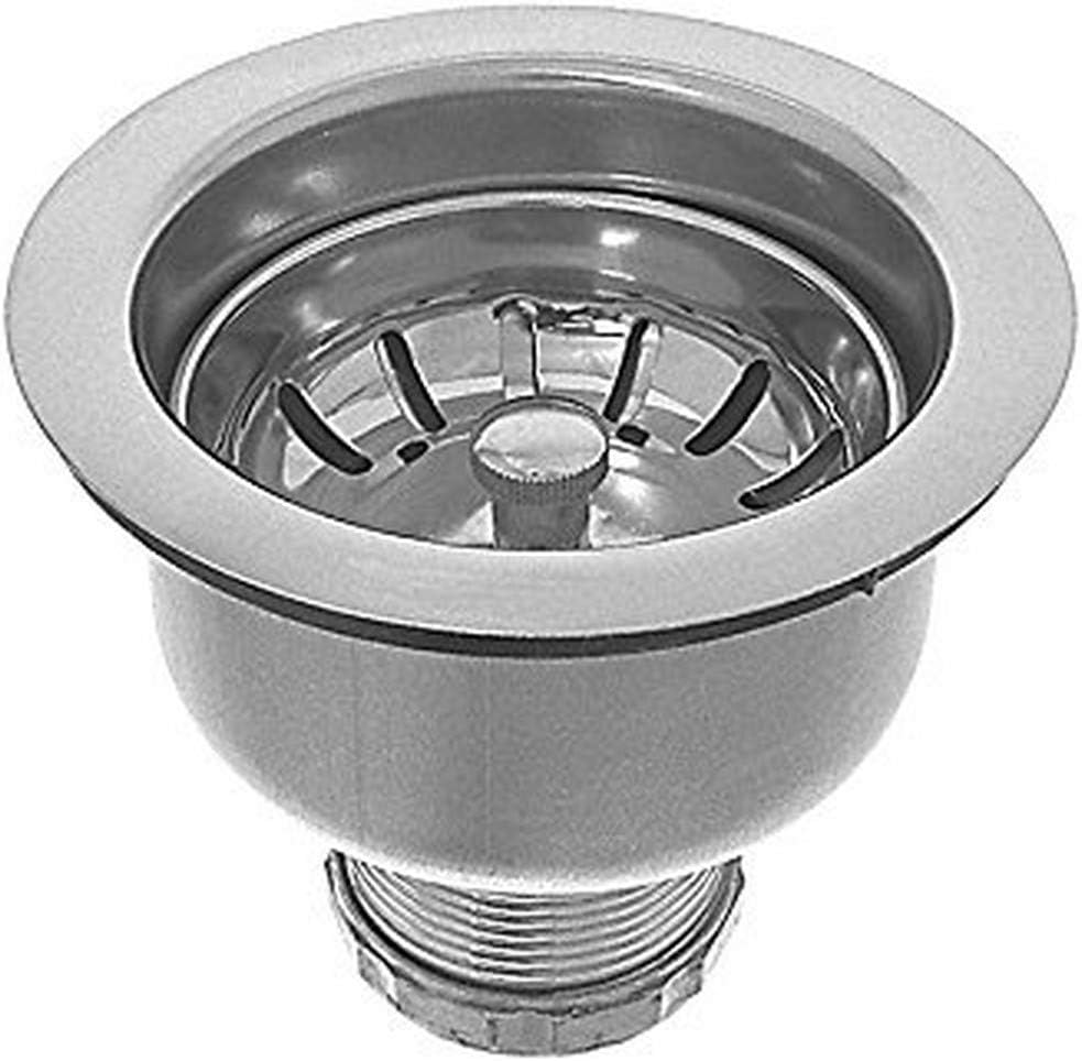 Dearborn 15 Snap-N-Tite Sink Basket Strainer, Stainless Steel Body and Basket. Locking Cup. Neoprene Stopper. Fits cast iron sinks. Length 3-3/4"