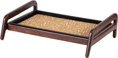 Anji Mountain Heavy Duty Waterproof Wooden Shoe Storage Mat Organizer/Boot Storage Tray Multi Use for Entryway with Coir, Gray and Ivory Insert, 1 Tier, Fits 2 Pair (26.5" Wide)