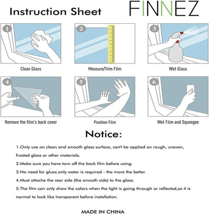 Finnez Frosted Privacy Window Film - Static Cling No Adhesive, Reusable & Easy to Remove, Decorative Glass Film for Home Bathroom Office Door, Crystal Clear 17.5 x 78.7 inches