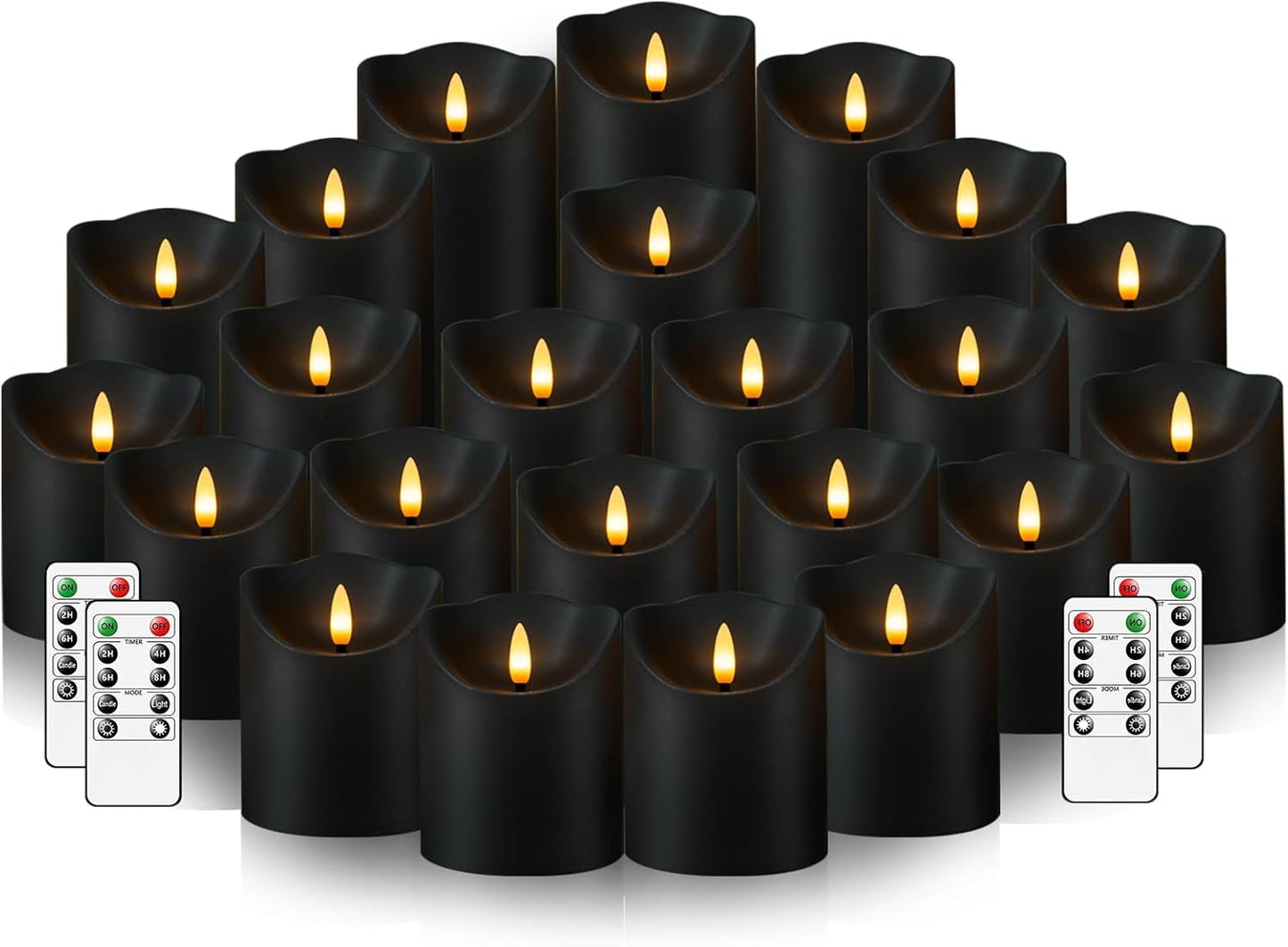 Nimiko Flameless Candles with Remote, Battery Operated Flickering Flameless Candles, LED Candles with Timer 2/4/6/8H, with Realistic LED Candles Set of 9 (D3 x H 3" 4" 5" 6" 7") (White)