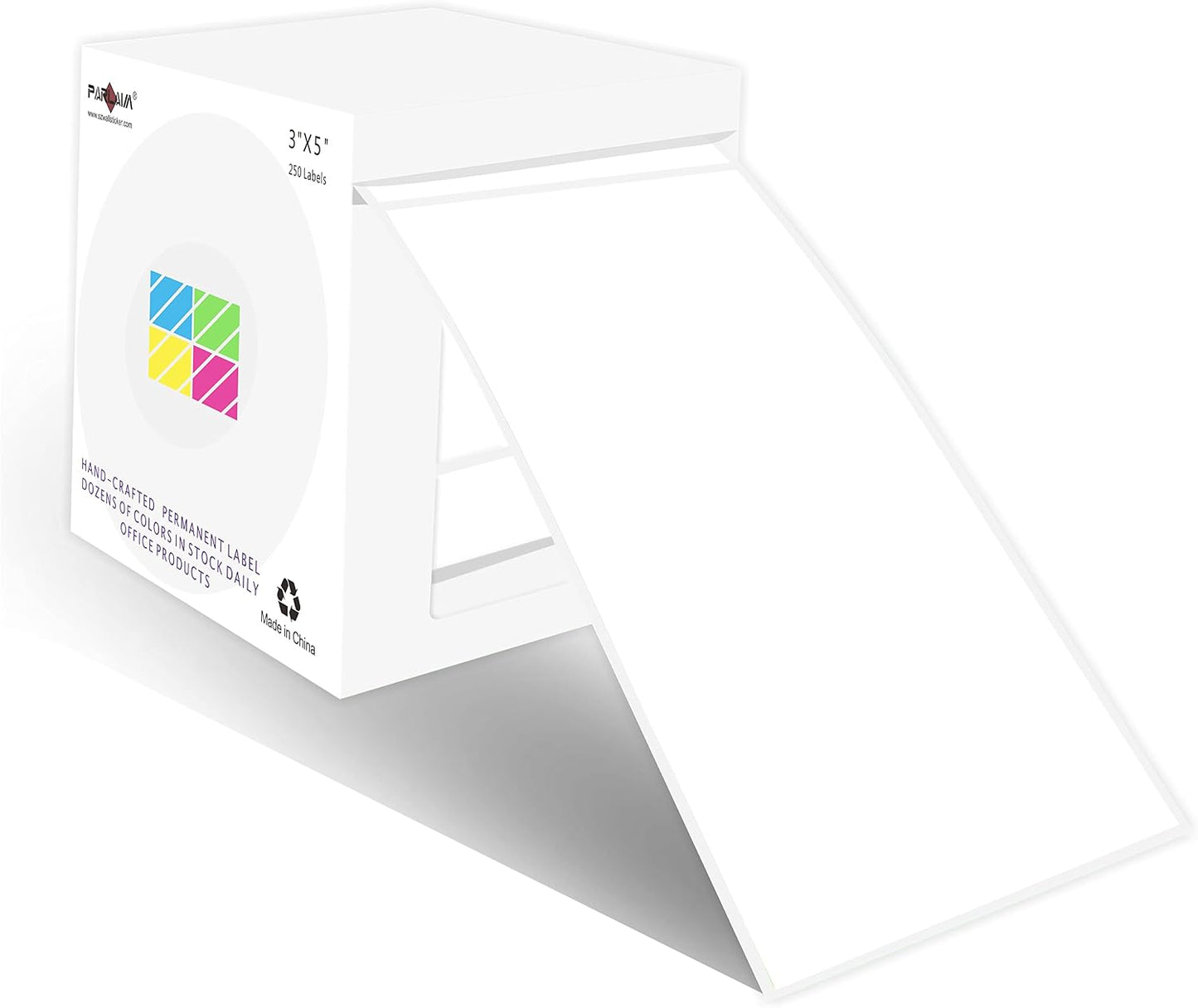 PARLAIM 3 X 5 Inch Rectangle Adhesive Color Coding Stickers,Square Inventory Stickers -250 Per Dispenser Box (Fluorescent Green)