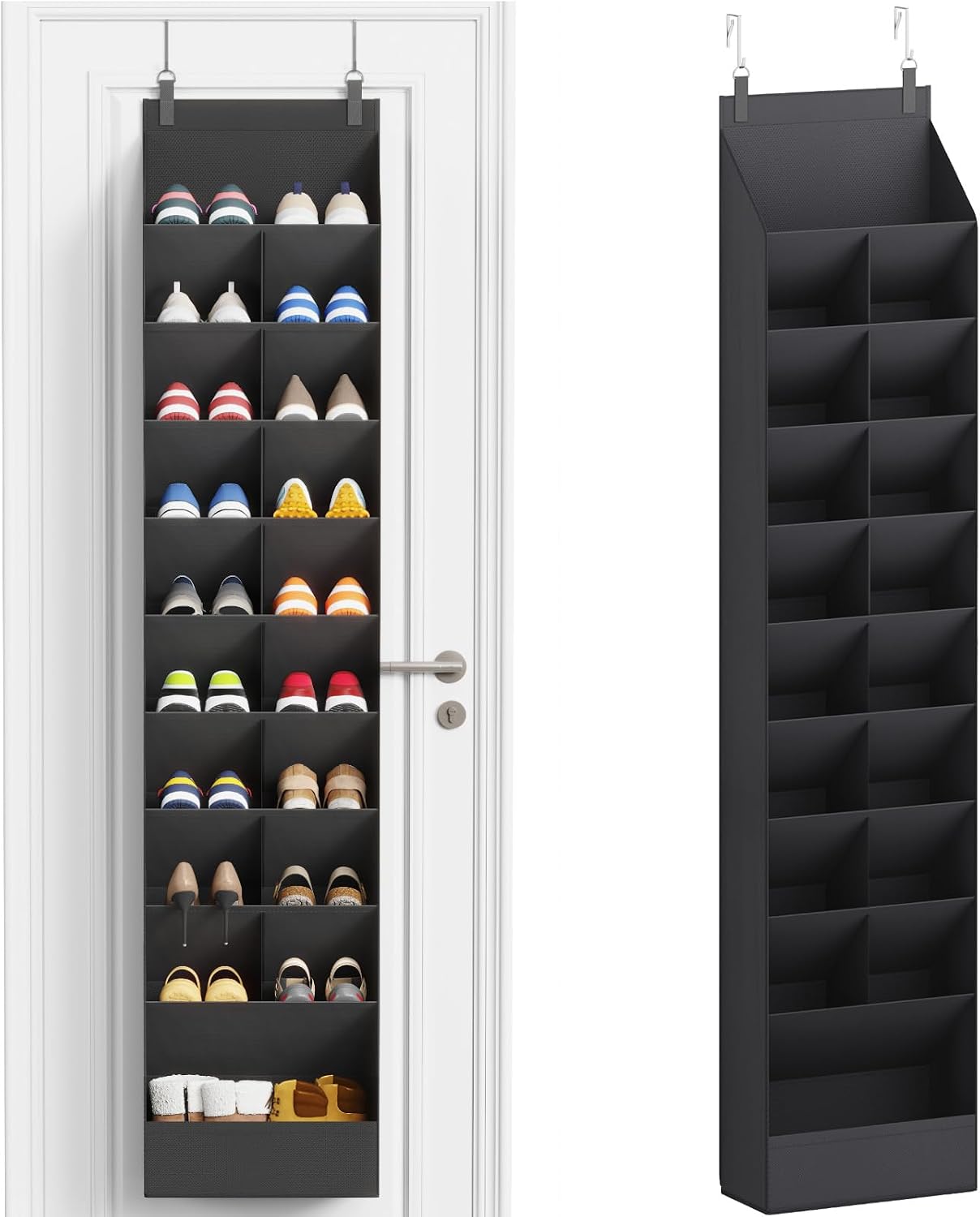 Lifewit 6 Tier Over the Door Shoe Organizer with 11 Large Deep Pockets, Fabric Hanging Shoes Shelf for Closet, Dorm Storage, Fit Up to 12 Pair Shoe Rack Holder for Sneakers, Boots, Gray