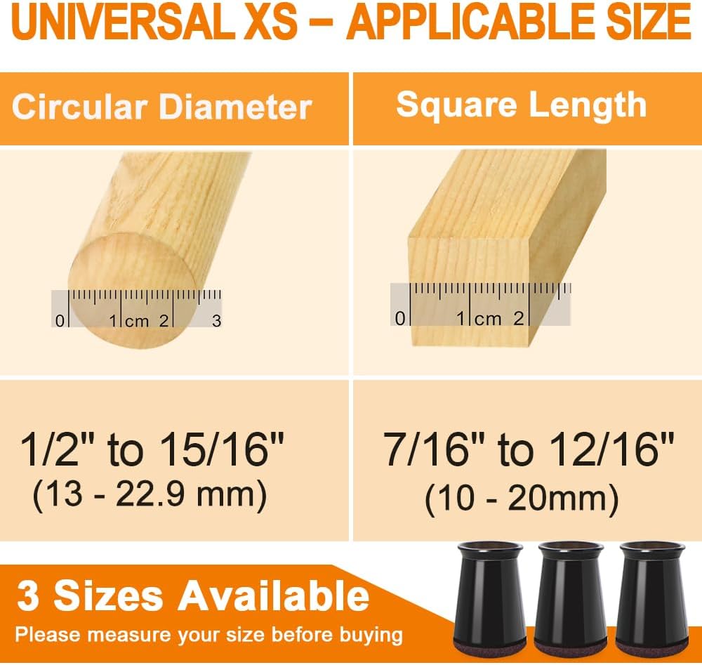 VIUME 24 Pcs Chair Leg Floor Protectors for Hardwood Floors Silicone Covers Felt Pads Furniture Leg Caps Anti-Scratch Reduce Noise Fit (1-5/16" to 2")