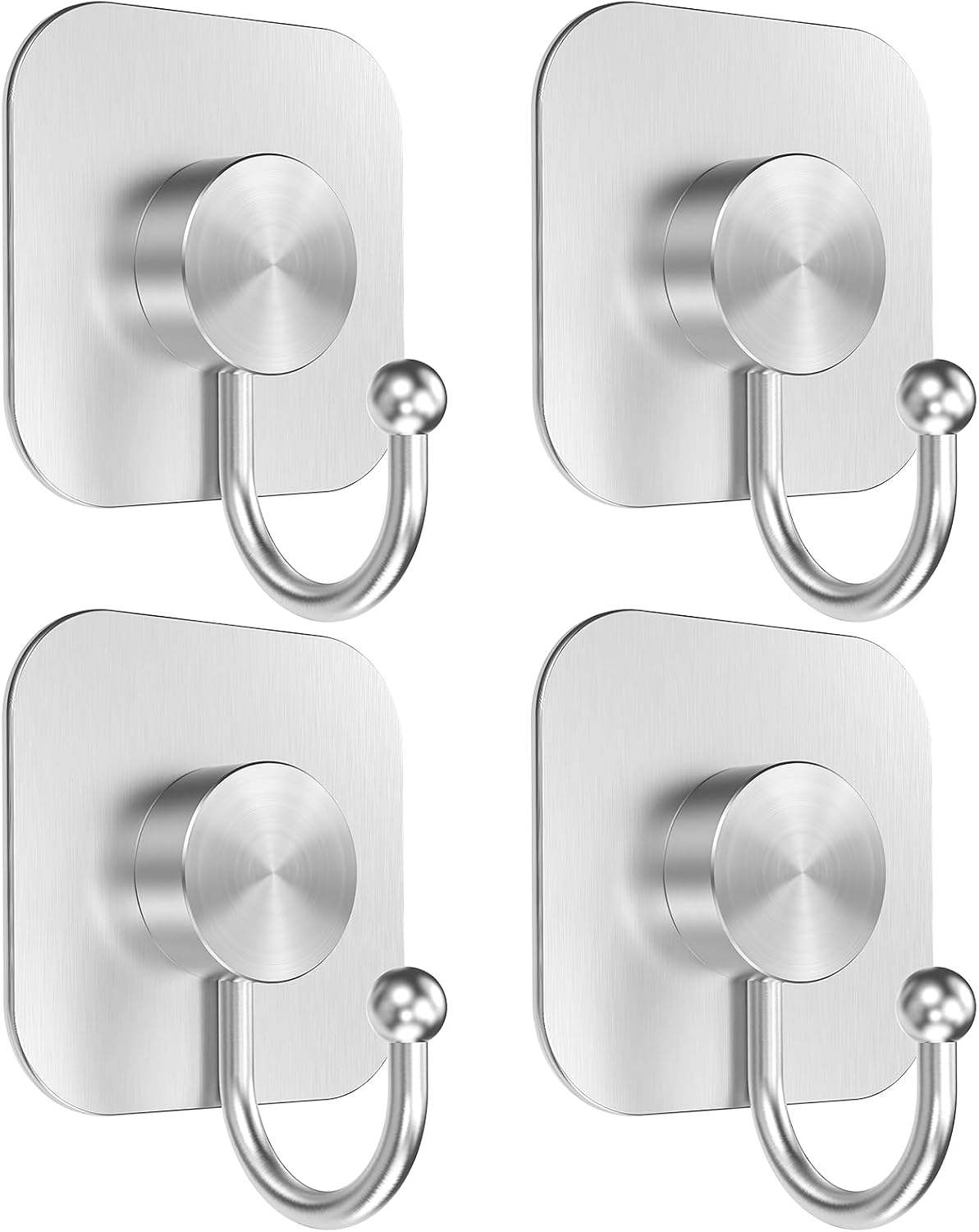 Aikzik 4 Pack Large Heavy Duty Wall Hooks - 26lb Max, Stainless Steel Adhesive Towel Hook, Shower Hooks for Hanging Towel, Coat, Robe, Wall Hook for Use in Bathroom, Kitchen and Door, Matte Black