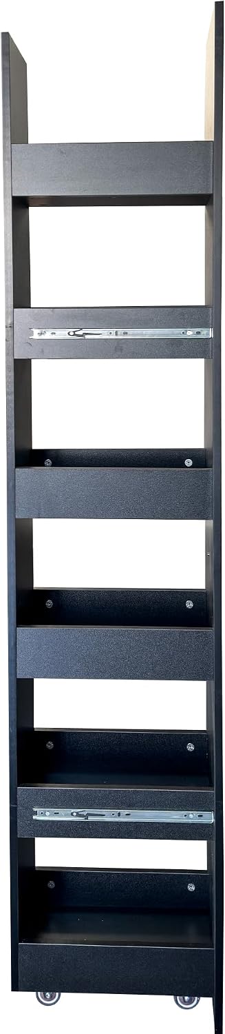 7 Tier Pull Out Cabinet Organizer, Pull Out Spice Rack, Rolling Kitchen Pantry Storage Cabinet, Open Shelf for Kitchen, Narrow Spaces, Wood Spice Rack Next to Fridge, White
