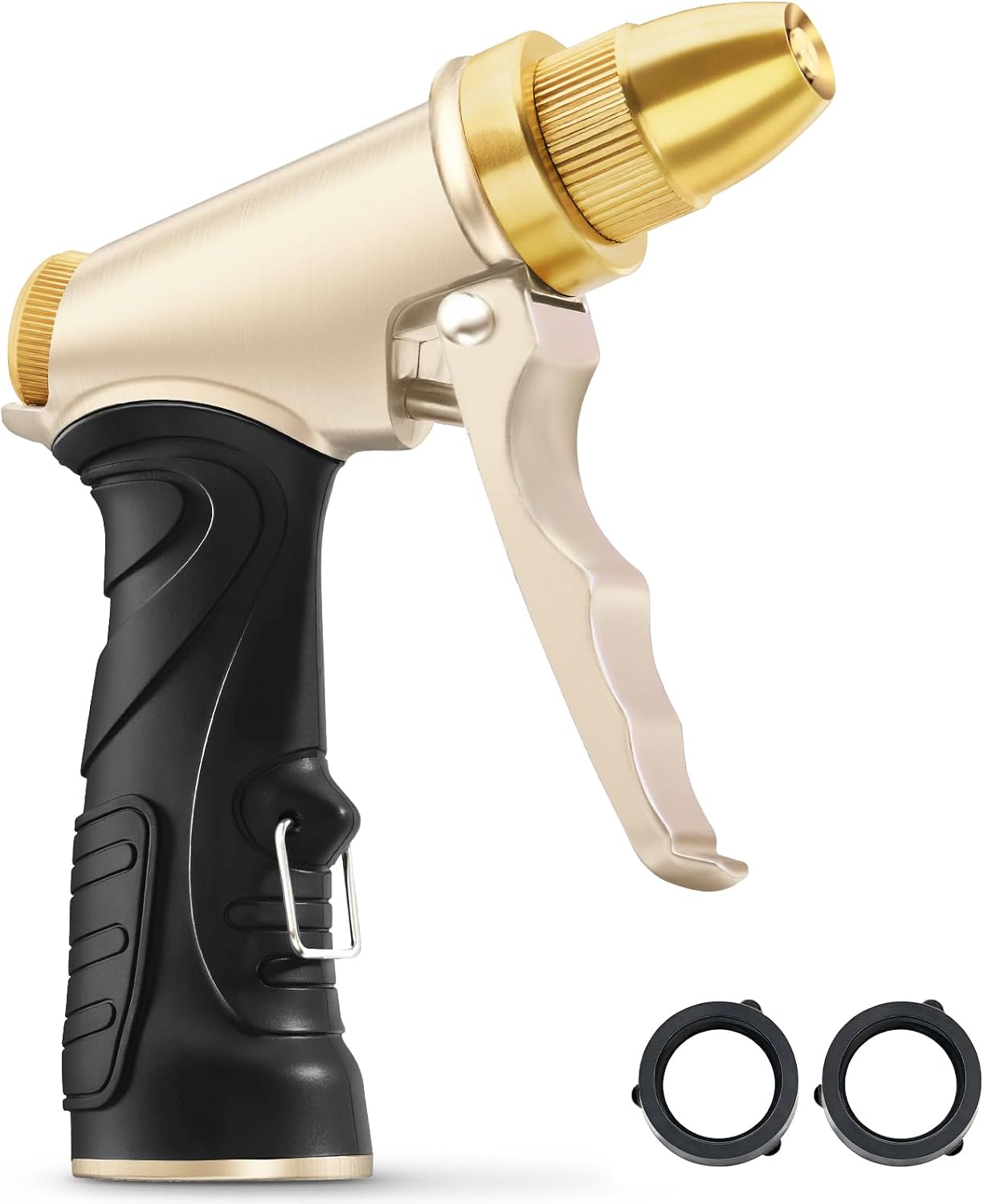 Graden Hose Nozzle,Heavy Duty Metal Garden Hose Spray Nozzle,100% Full Brass Nozzle High Pressure Water Hose Nozzles with Adjustable Spray Patterns for Watering Plants, Car Washing, and Pet Showering