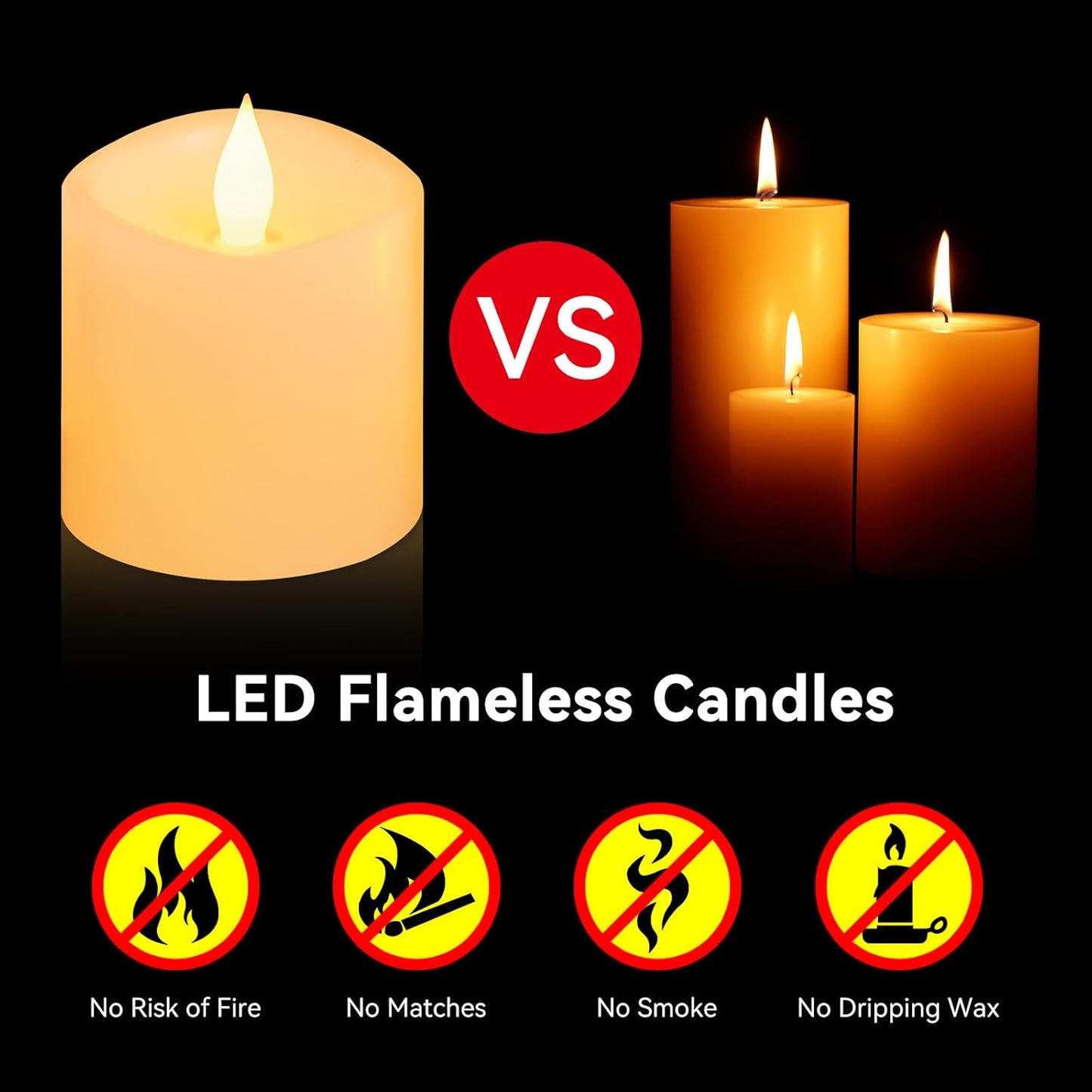 3"x4" Flickering Flameless Battery Candles with Timer, White Realistic LED Pillar Candles, Set of 2 Large Remote-Operated Candles for Home Indoor/Outdoor & Holiday Decor