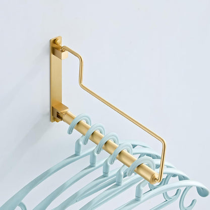 NEWRAIN Folding Wall Mounted Clothes Hanger Rack Clothes Hook Solid Brass with Swing Arm Holder Clothing Hanging System Closet Storage Organizer Heavy Duty Drying Rack Wall Mount,Brushed Gold