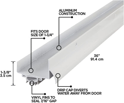 M-D Building Products 49000 36 in. Satin Nickel Aluminum U-Shape Screw-on Under Door Seal
