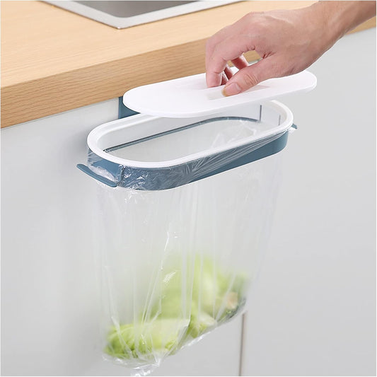 Set of 2 Trash Bag Holder Rack, Hanging Organizer Garbage Bag Holder, & Removable Lid - Multi for Kitchen Cabinet Door Storage Cupboard, Under Sink, Kitchen Towel Rails Rack, Blue & Pink
