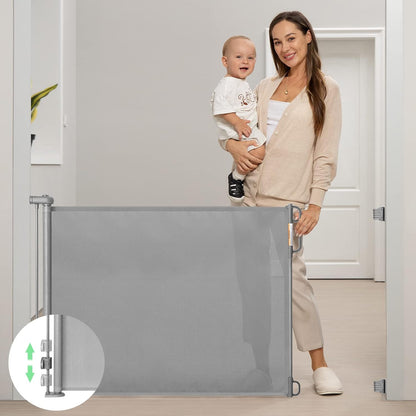Retractable Baby Gate, Momcozy Mesh Baby Gate or Mesh Dog Gate, 33" Tall,Extends up to 55" Wide, Child Safety Gate for Doorways, Stairs, Hallways, Indoor/Outdoor