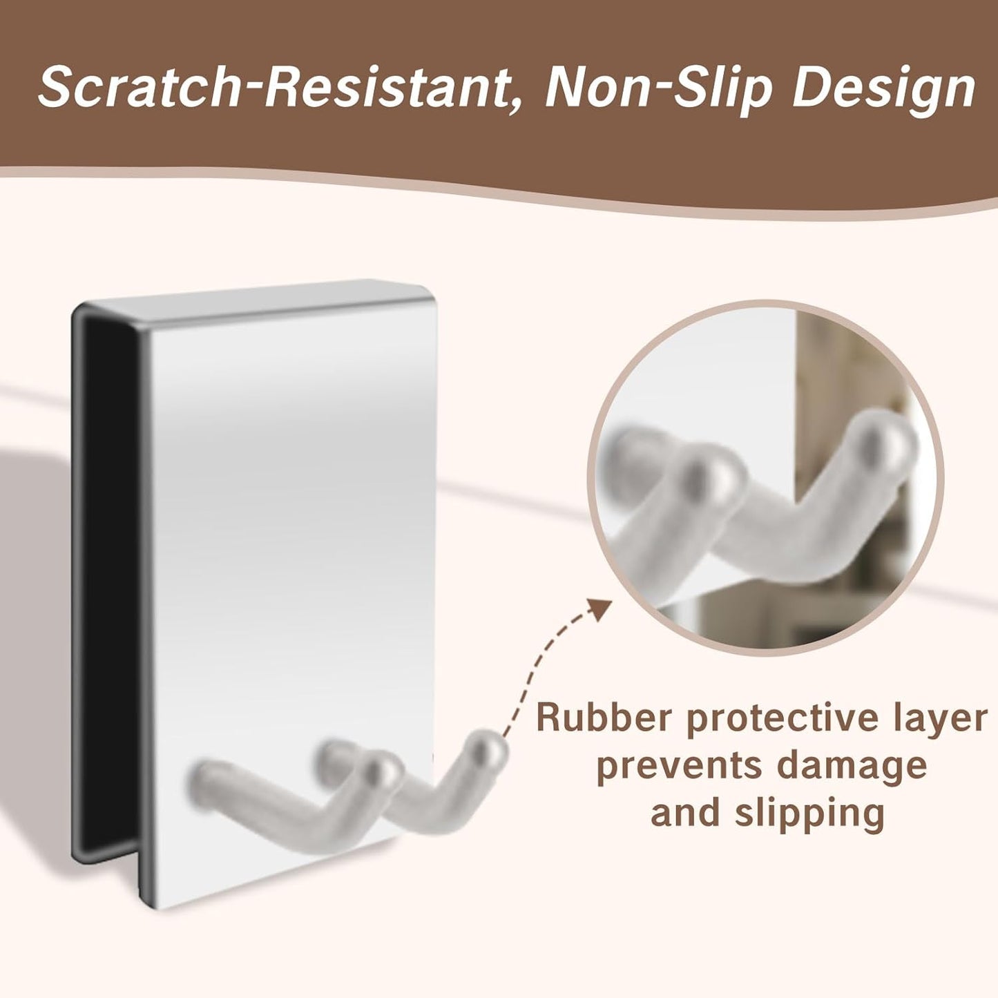 BRBASAP Door Hook Towel Matte Nickel Hooks for Frameless Glass Shower Doors Stainless Steel Over Door Hanger for Bathroom Robe Towel Holder Razor Squeegee and Loofah Fits 0.32-0.66in Doors