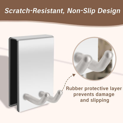 BRBASAP Door Hook Towel Matte Nickel Hooks for Frameless Glass Shower Doors Stainless Steel Over Door Hanger for Bathroom Robe Towel Holder Razor Squeegee and Loofah Fits 0.32-0.66in Doors