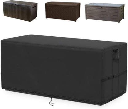 Kingling Deck Box Cover, Outdoor Storage Box Cover for Keter 30 Gallon Deck Box Waterproof Outside Patio Storage Bench Deck Boxes Covers Black (23" L x 18" W x 22" H inch)