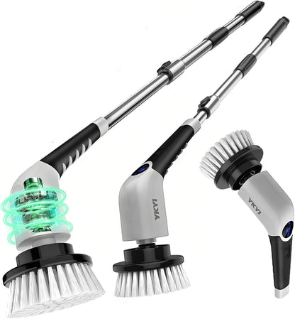 YKYI Cordless Electric Spin Scrubber, Power Cleaning Brush with 8 Replaceable Heads & Extension Handle for Bathroom, Tub, Tile, Floor, Car