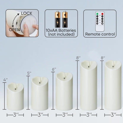 Homemory Dripping Wax Flameless Candles, Battery Operated Candles with Remote Control and Timers, LED Pillar Candles, Electric Fake Candles, 3" x 6", Set of 2