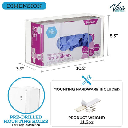 AdirMed VivaEssentials Double Glove Box Holder, Wall Mount or Free Standing Black Acrylic Glove Holder