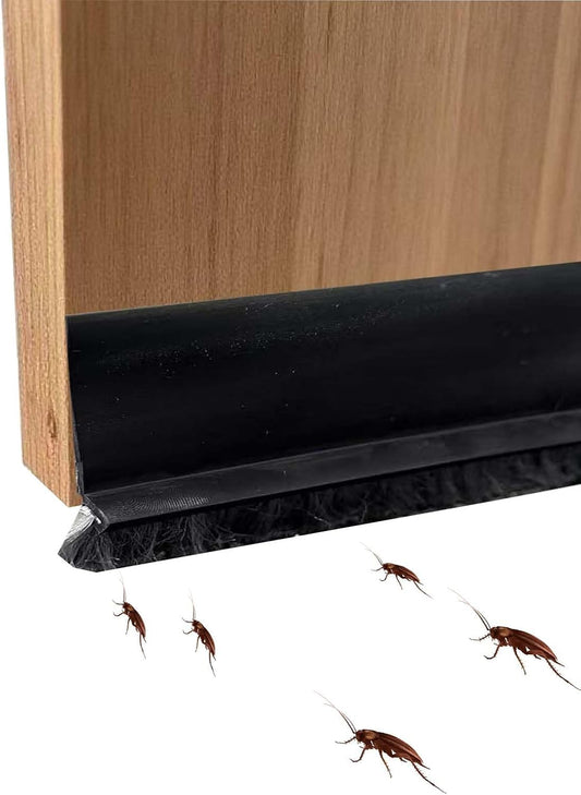 39" Door Sweep Brush - Self-Adhesive Under Door Gap Filler for Dust/Bugs/Noise/Air Insulation, Door Draft Stopper & Blocker for Bottom of Door for Exterior & Interior, Black, 1 Pack