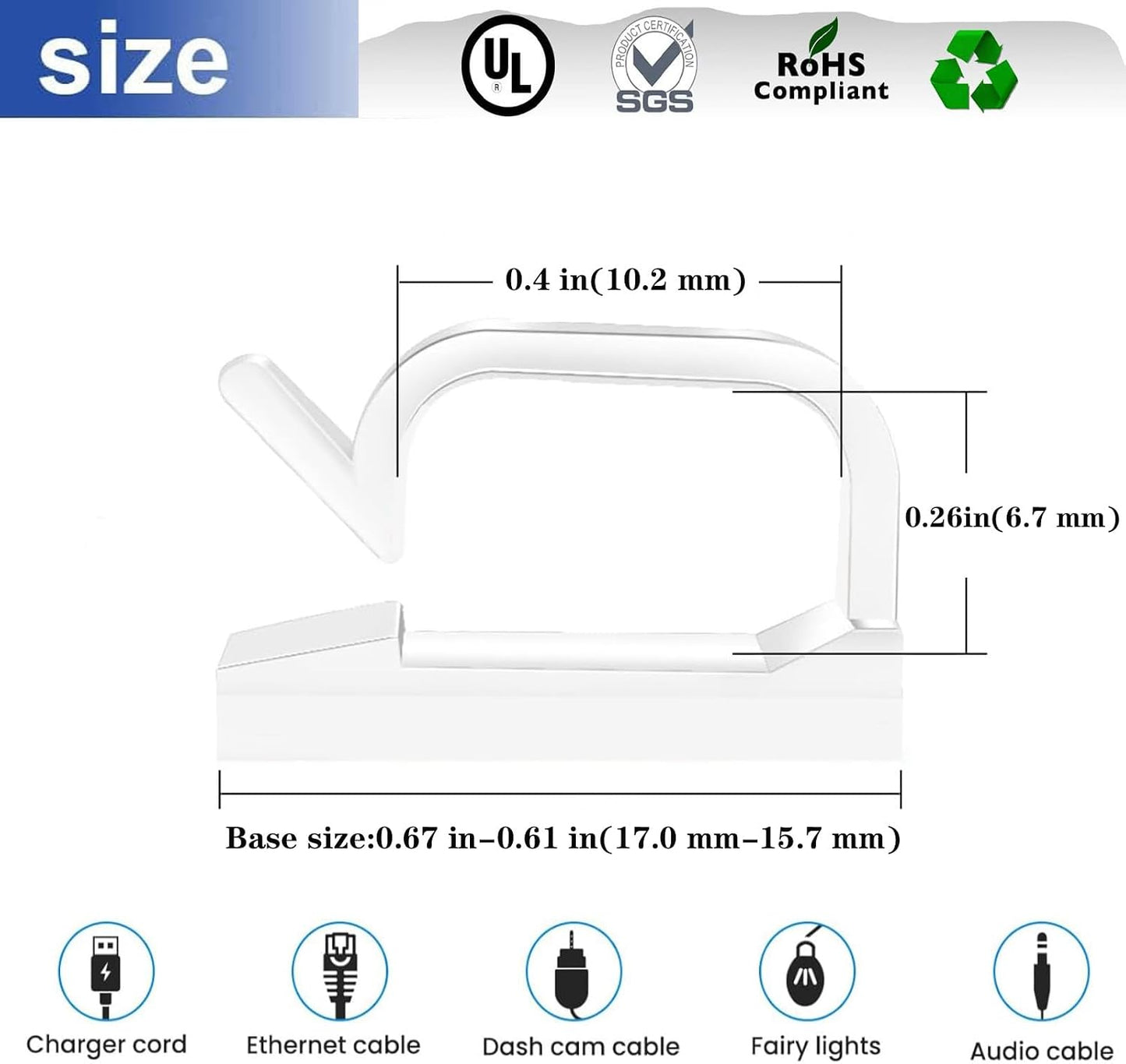 Cable Clips，50PCS Electrical Cord Management Adhesive Cable Wire Clip Wire Clips wall，Used for Cars, Offices, and Homes Cable Clips Cord Organizer (Transparent)