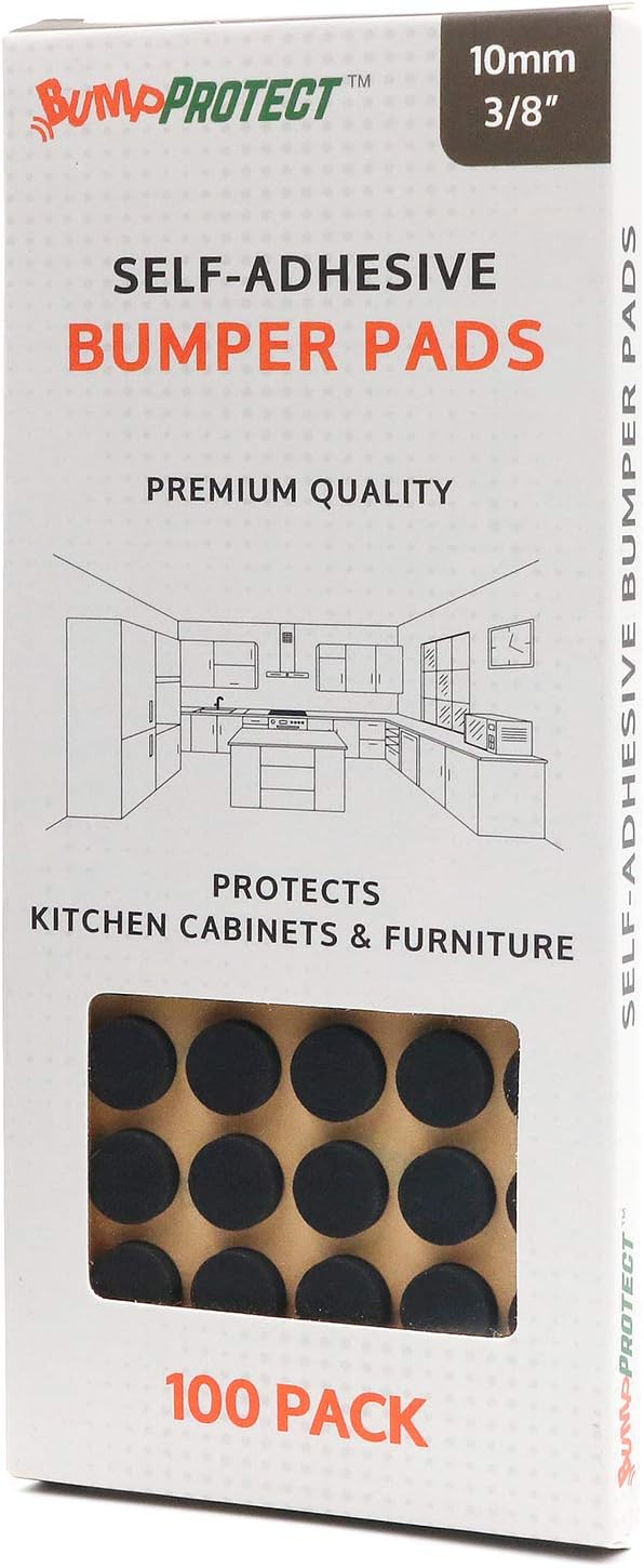 Furniture Felt Pads 3/8" (10mm) Diameter Round 3M Self Adhesive Protects Kitchen Cabinets, Drawers, Desks and Furniture Against Bumps and Scratches 100 Pack - Grey