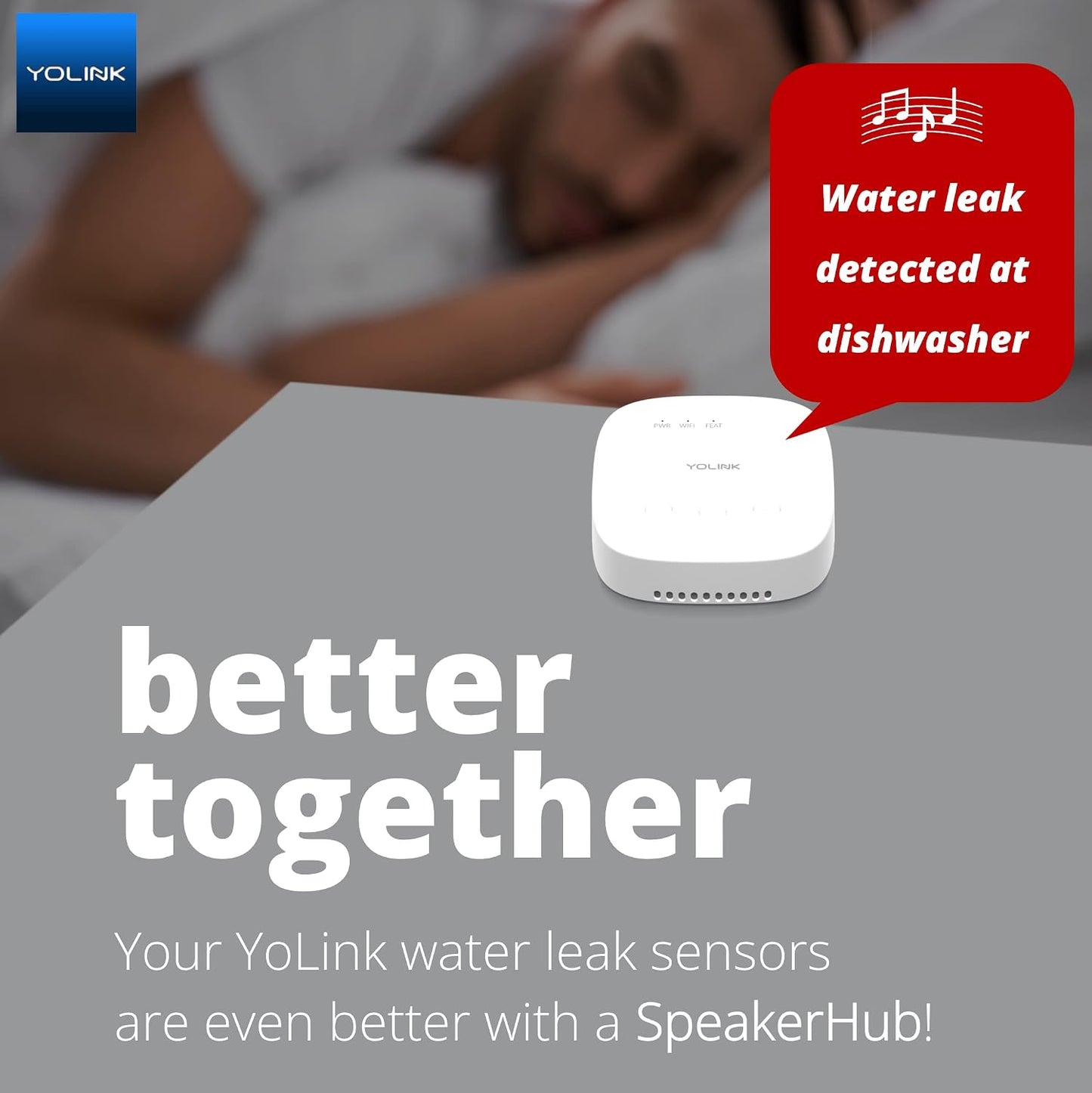 YoLink Smart Home Starter Kit: SpeakerHub & Water Leak Sensor 4 with 105dB Audio Alarm 2-Pack, SMS/Text, Email & Push Notifications, Freeze Warning, LoRa Up to 1/4 Mile Open-Air Range, w/Alexa, IFTTT