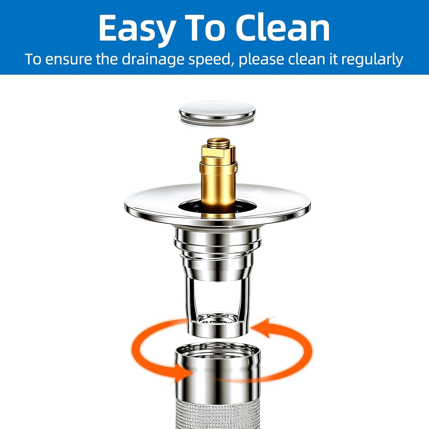 Sink Stopper Hair Catcher, Pop-up Sink Drain Strainer with Removable Stainless Steel Strainer Basket Hair Catcher, Bathroom Sink Strainer for Bathroom Sink Stopper Replacement(1PCS)