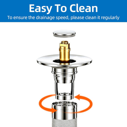 Sink Stopper Hair Catcher, Pop-up Sink Drain Strainer with Removable Stainless Steel Strainer Basket Hair Catcher, Bathroom Sink Strainer for Bathroom Sink Stopper Replacement(1PCS)