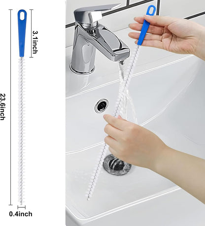 Adove Drain Cleaning Brush 2pack, Long Drain Clog Remover Tool 23.6inch, Pipe Brush Cleaner with Nylon Bristles, Sink Drain Cleaner for Toilet, Kitchen Sink, Bathroom Tub, Shower, and Sewer Drain