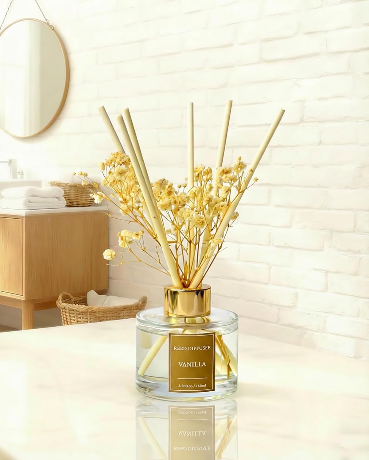 Reed Diffuser Set-Lemon Verbena Scent Fragrance Oil Diffuser with 6 Reed Sticks | Home & Bedroom Bathroom Decor,3.38 fl oz (100ml)